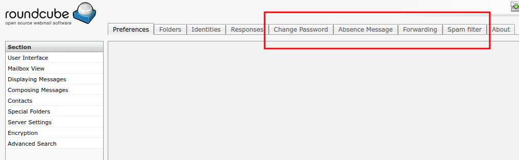 Roundcube Settings Classic Skin