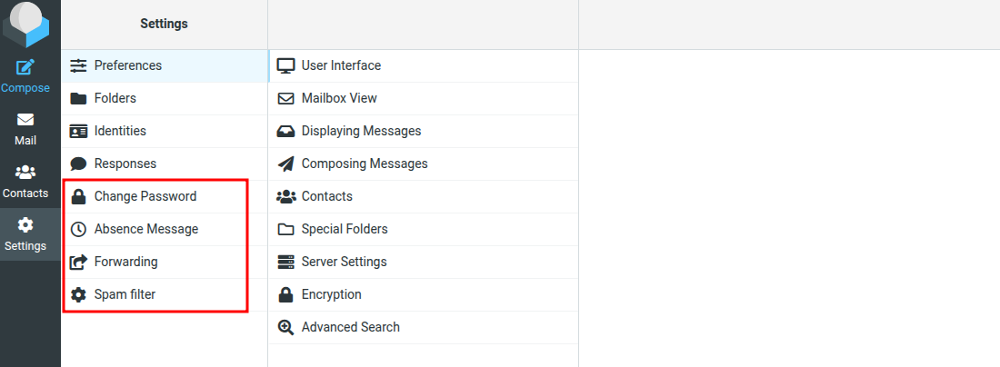 Roundcube Settings Elastic Skin