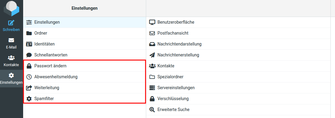 Roundcube Einstellungen Elastic Skin
